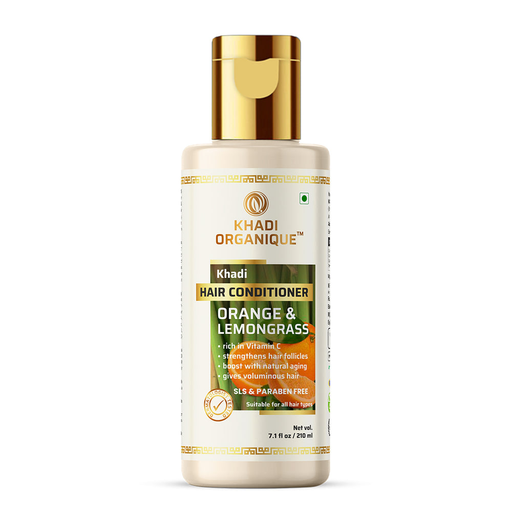 Khadi Organique Orange Lemongrass Hair Conditioner SLS PARABEN FREE Bottle of 210 ML