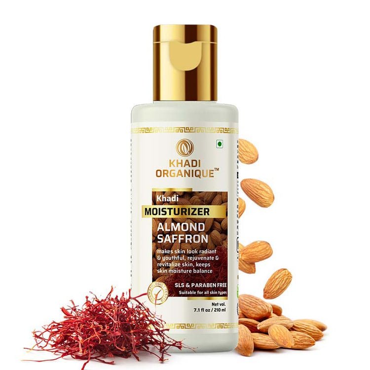 Khadi Organique Almond Saffron Moisturizer PARABEN FREE Bottle of 210 ML