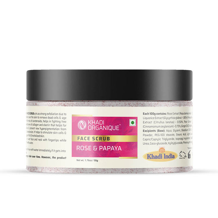 Khadi Organique Rose and Papaya Face Scrub Tube of 50 GM