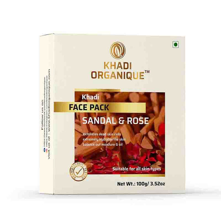 Khadi Organique Sandal and Rose Face Pack Box of 100 GM