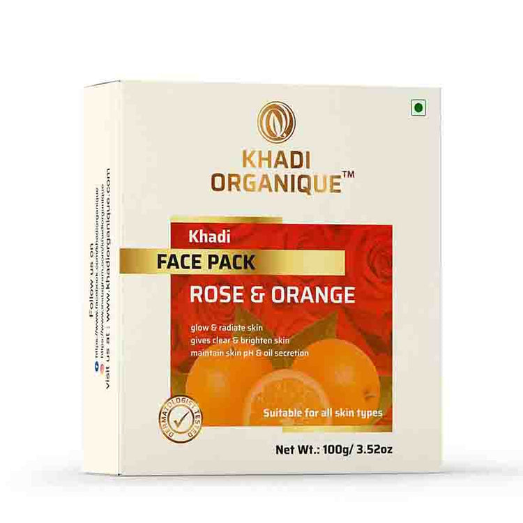Khadi Organique Rose and Orange Face Pack Box of 100 GM