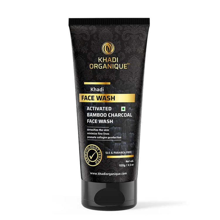 Khadi Organique CHARCOAL FACE WASH SLS  PARABEN FREE Tube of 100 ML