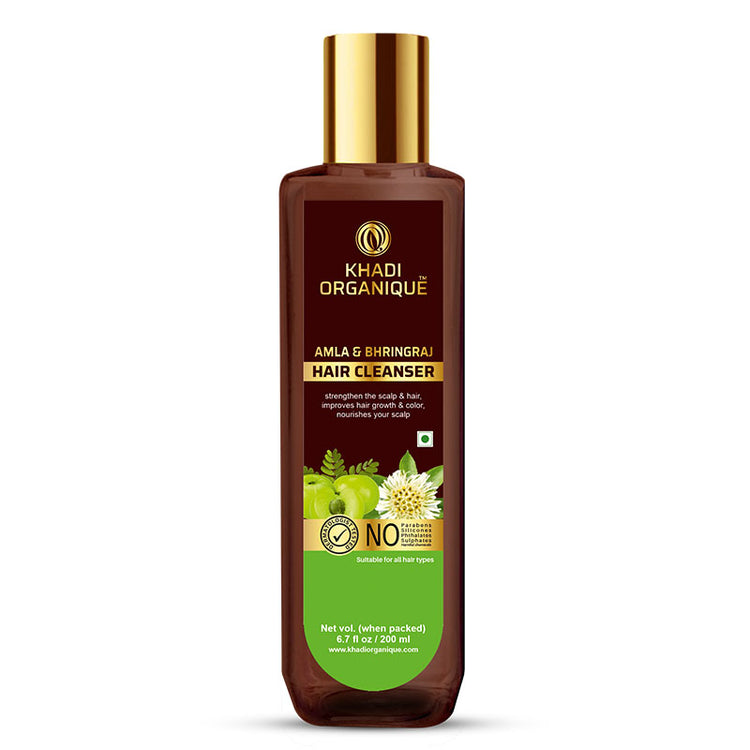 Khadi Organique Amla and Bhringraj Hair Cleanser SLS PARABEN FREE Bottle of 200 ML