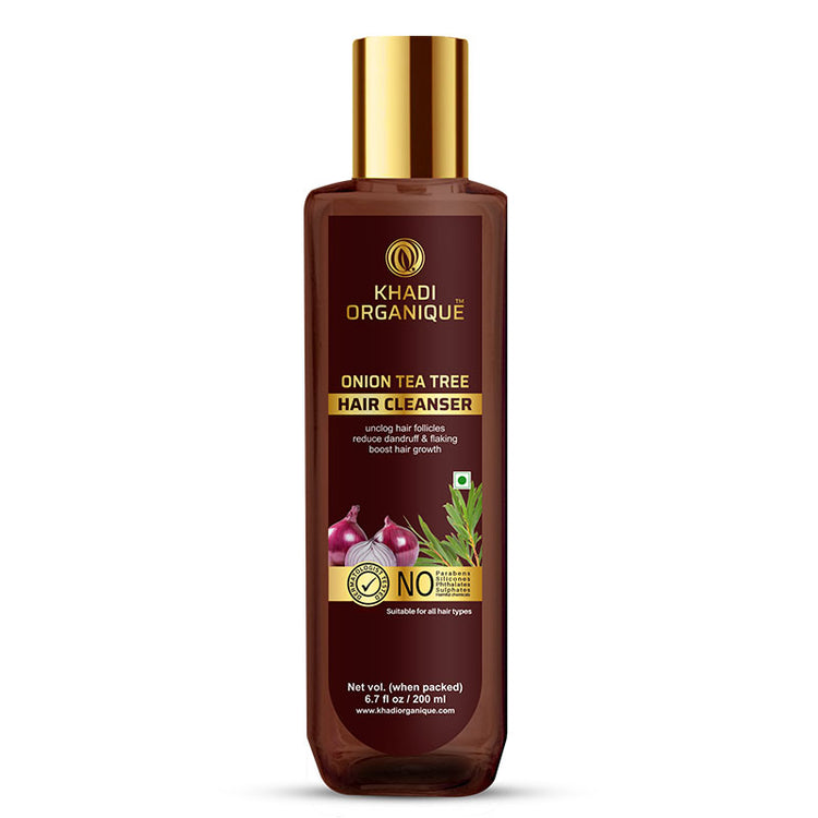 Khadi Organique ONION TEA TREE HAIR CLEANSER SLS  PARABEN FREE Bottle of 200 ML
