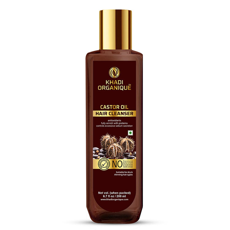 Khadi Organique CASTOR OIL HAIR CLEANSER SLS PARABEN FREE Bottle of 200 ML