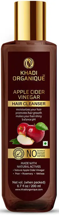Khadi Organique Apple cider vinegar Hair Cleanser SLS PARABEN FREE Bottle of 200 ML