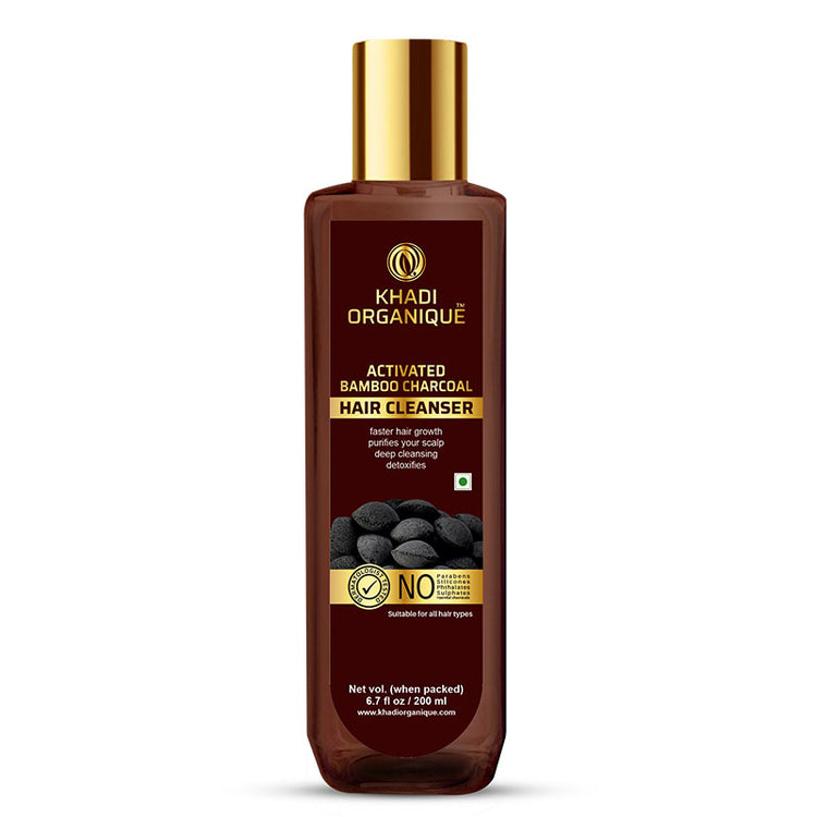 Khadi Organique BAMBOO CHARCOAL HAIR CLEANSER SLS  PARABEN FREE Bottle of 200 ML