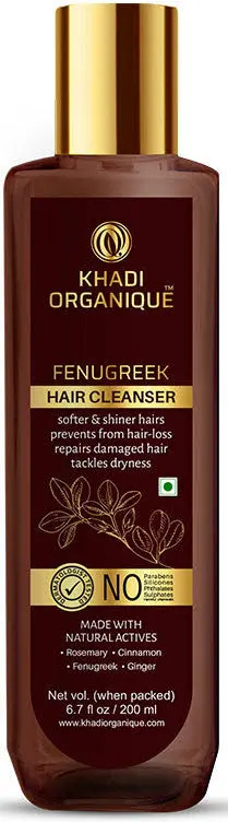 Khadi Organique Fenugreek Hair Cleanser SLS  PARABEN FREE Bottle of 200 ML