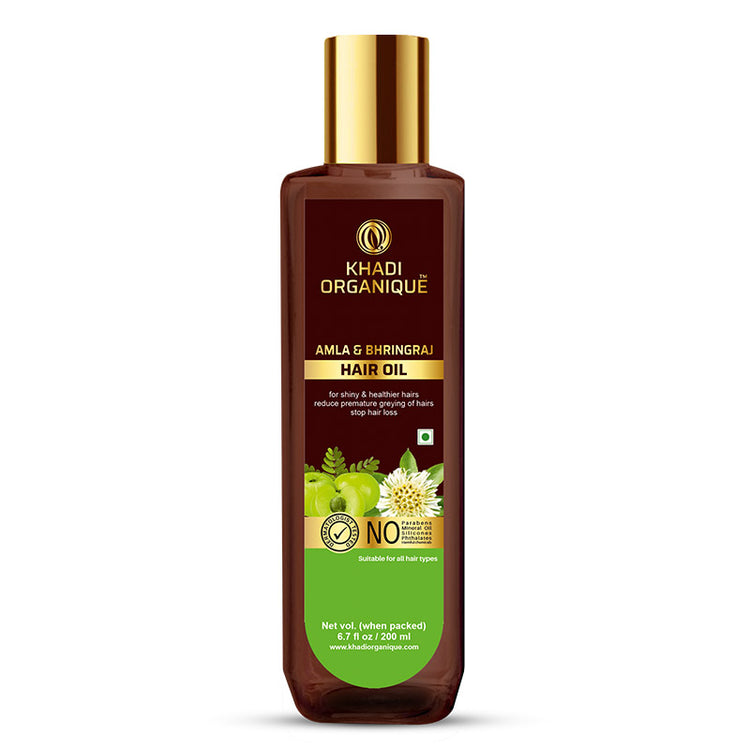 Khadi Organique AMLA BHRINGRAJ HAIR OILWITHOUT MINERAL OIL Bottle of 200 ML