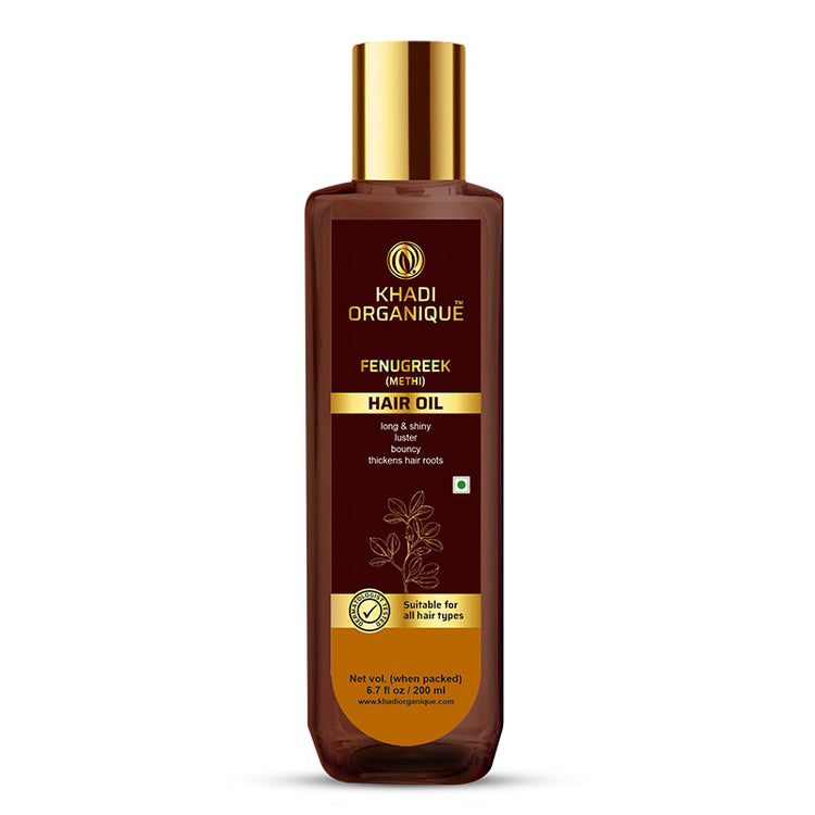 Khadi Organique FENUGREEK METHI HAIR OIL WITHOUT MINERAL OIL Bottle of 200 ML