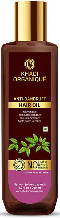 Khadi Organique ANTI DANDRUFF HAIR OIL WITHOUT MINERAL OIL Bottle of 200 ML