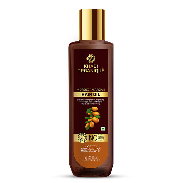 Khadi Organique Moroccan Argan hair oilWITHOUT MINERAL OIL Bottle of 200 ML