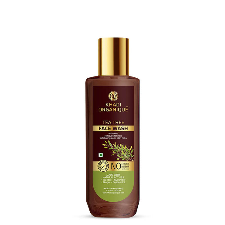 Khadi Organique Tea tree face wash SLS PARABEN FREE Bottle of 100 ML