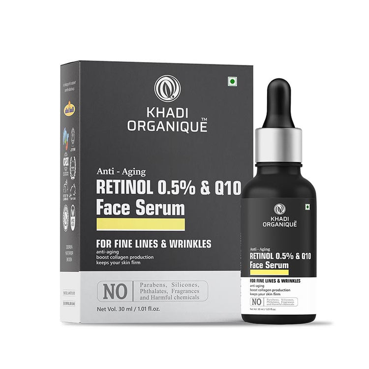 Khadi Organique Retinol 0.5percentplus Q10 Face Serum Bottle of 30 ML