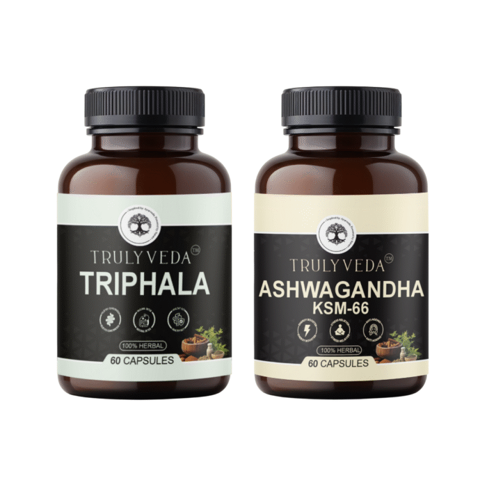 Truly Veda Stress and Digestive Balance Duo Combo Bottle of 120 QTY