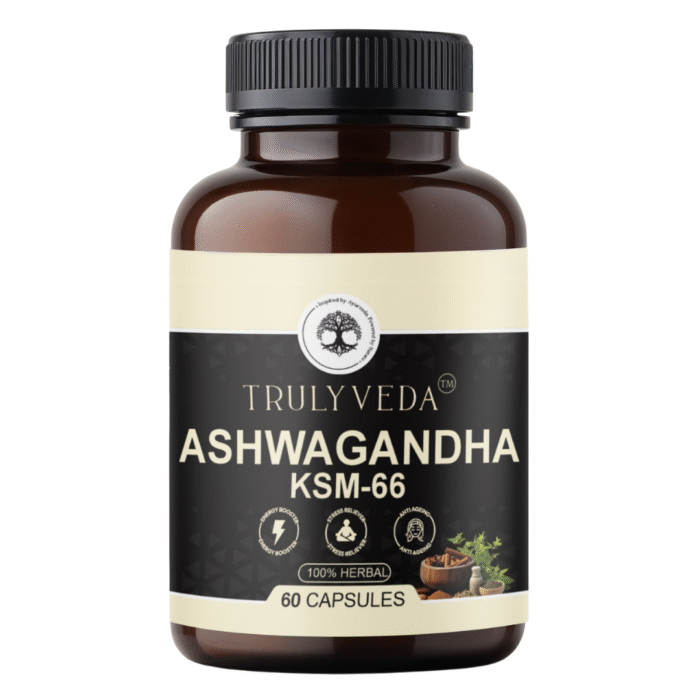TrulyVeda Ashwagandha KSM  66 Capsules Bottle of 60 QTY
