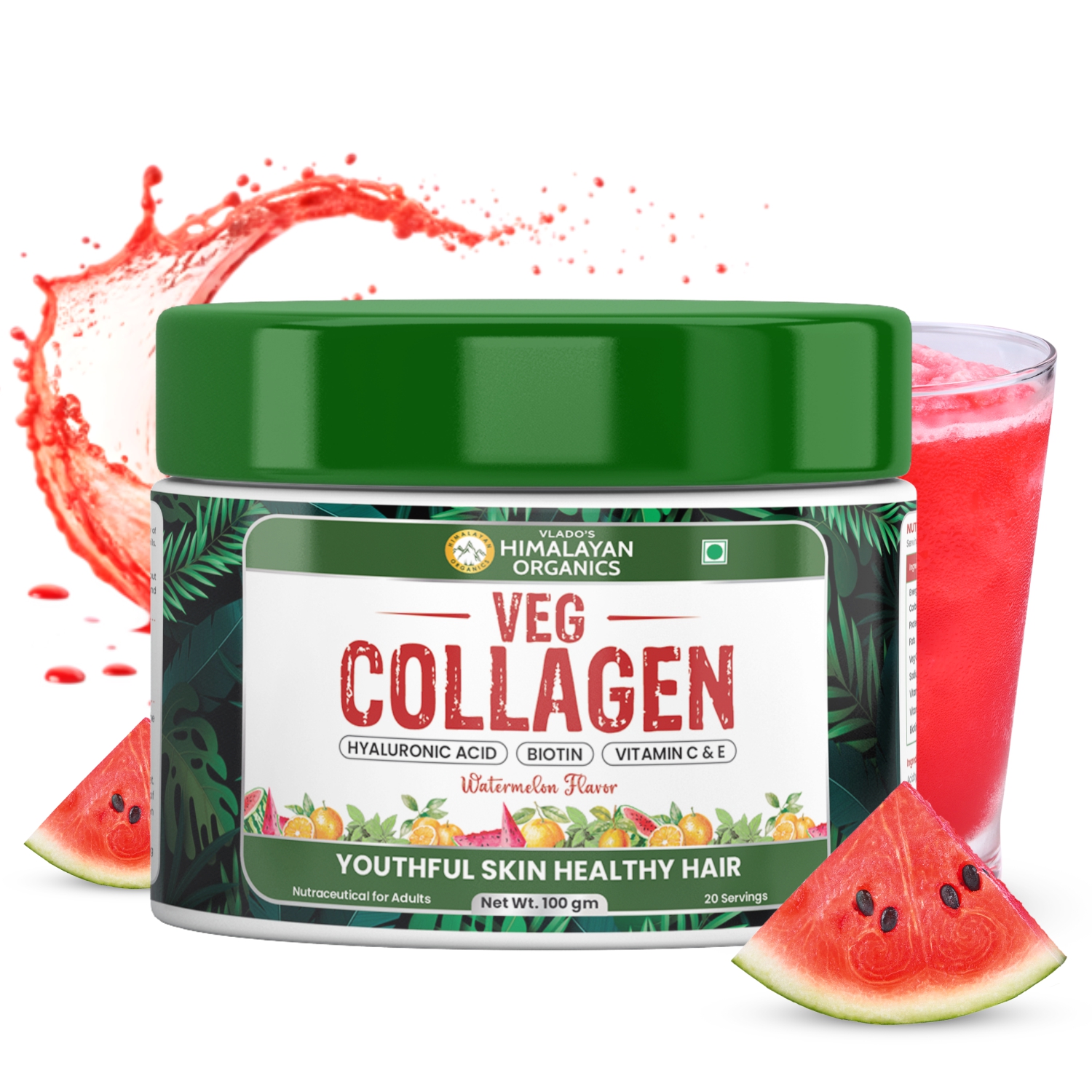 Vlado s Himalayan Organics Vegan Collagen supplements  Advanced Marine Collagen Peptides  with all 5 TYPE I II III V X Box of 100 GM