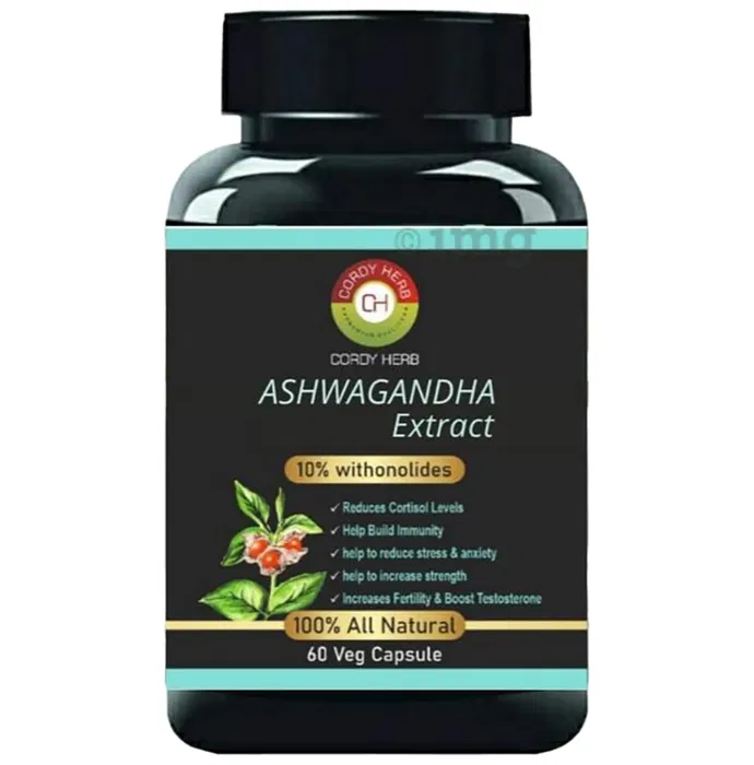 Cordy Herb Ashwagandha  Extract Capsule Bottle of 60 QTY
