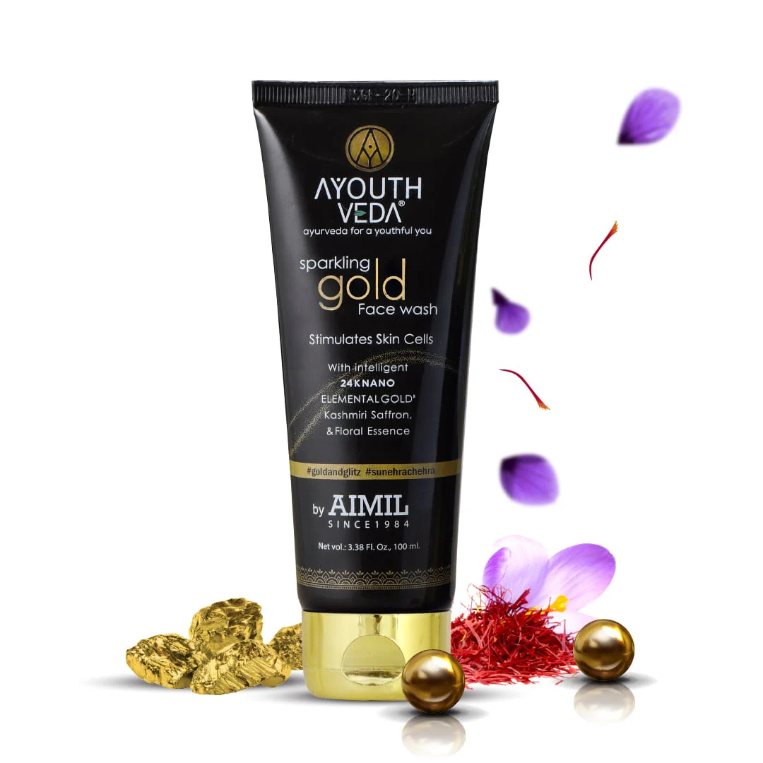 Ayouthveda Sparkling Gold With Intelligent 24K Nano Elemental Gold Face Wash 100 ml Tube of 100 ML