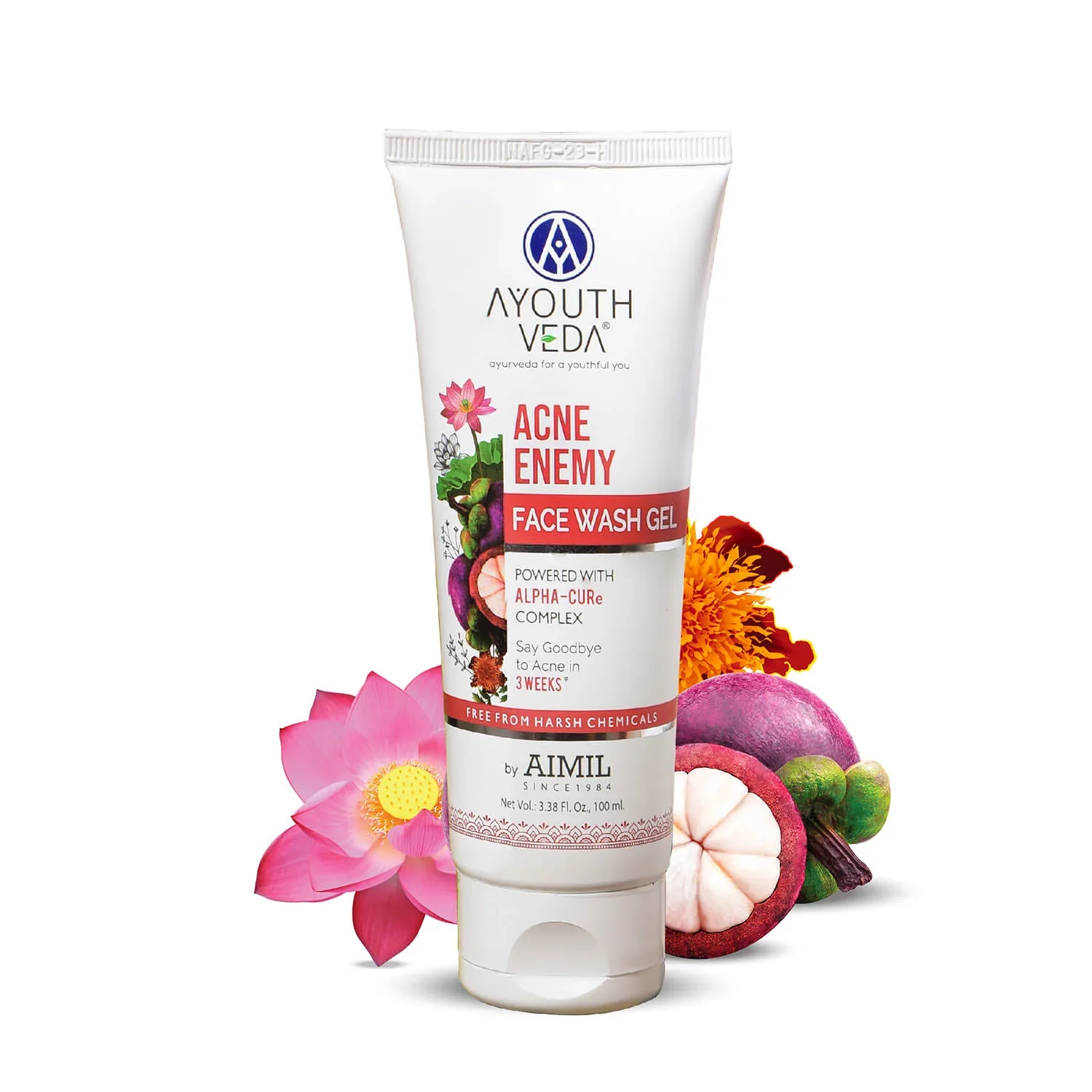 Ayouthveda Acne Enemy Face Wash Gel  Removes Surface Bacteria Impurities and Reduce Pimples Face Wash 100 ml Tube of 100 ML