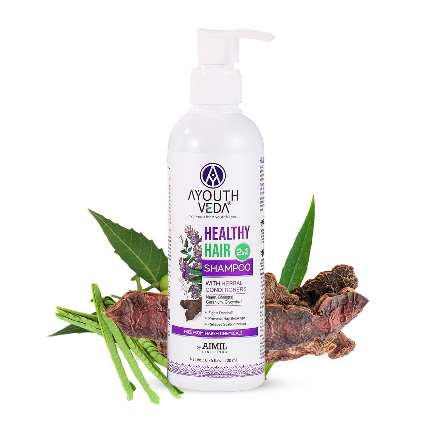 Ayouthveda Healthy Hair Shampoo with Herbals Conditioners and CleansersWith Neem Shikakai 200 ML Bottle of 200 ML