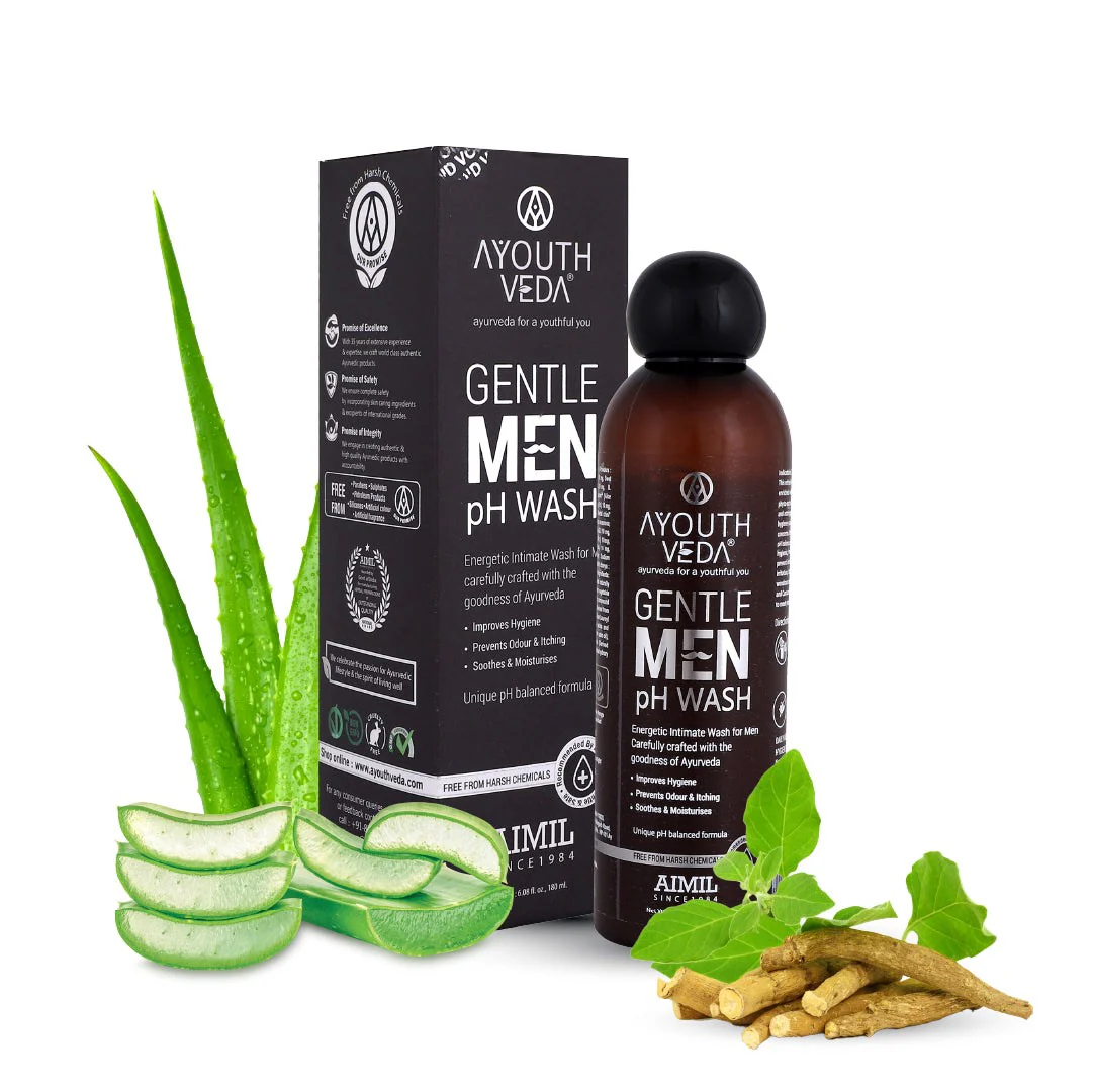 Ayouthveda Gentlemen PH WashIntimate Hygiene Wash For MenPrevents Dryness Bad Odor 180 ML Bottle of 180 ML