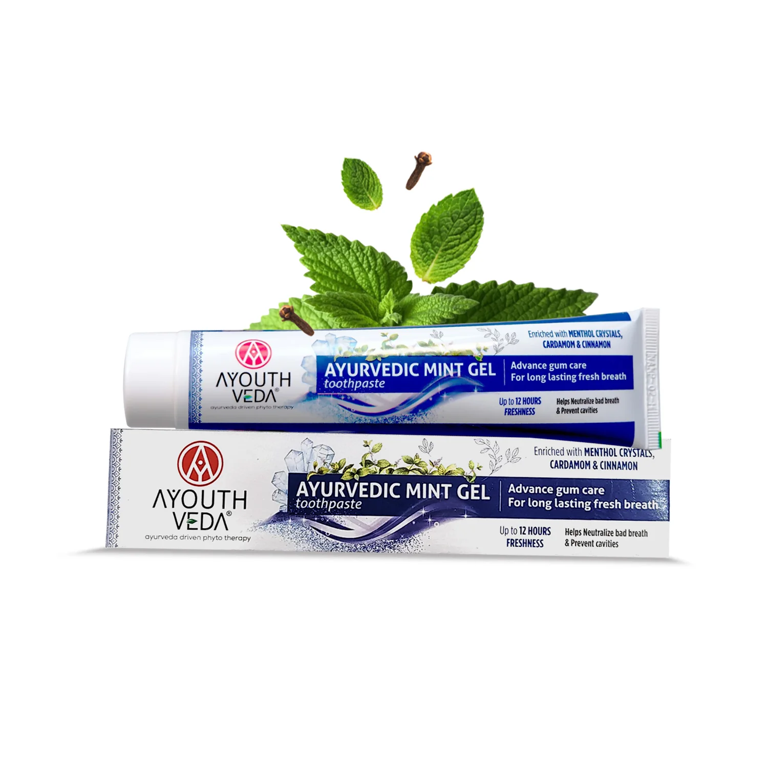 Ayouthveda Ayurvedic Mint Gel Toothpaste Advance Gum Care For Long Lasting Fresh Breath Toothpaste 100g pack of 2 Tube of 200 GM
