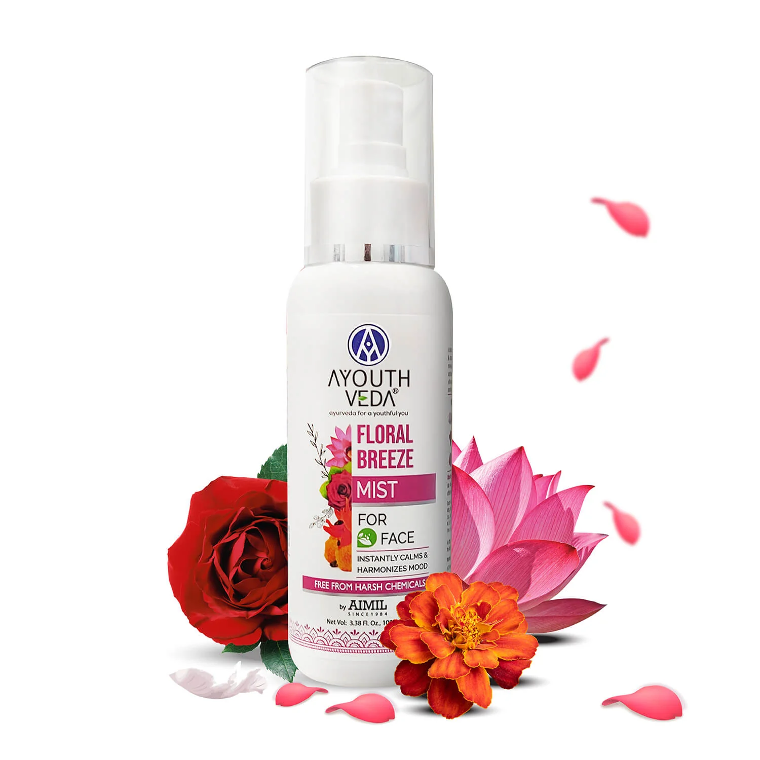 Ayouthveda Floral Breeze Face and Body Mist  Hydrates and Refreshes the Skin  Makeup Setter Men and Women 100 ml Bottle of 100 ML