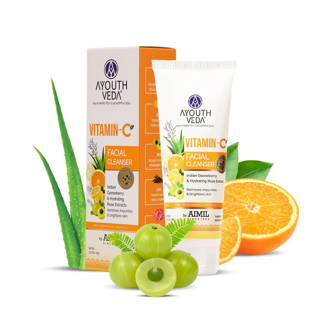 Ayouthveda VitaminC Facial Cleanser With Lemon and Rose Extracts Removes Impurities Face Wash 100 g Tube of 100 GM