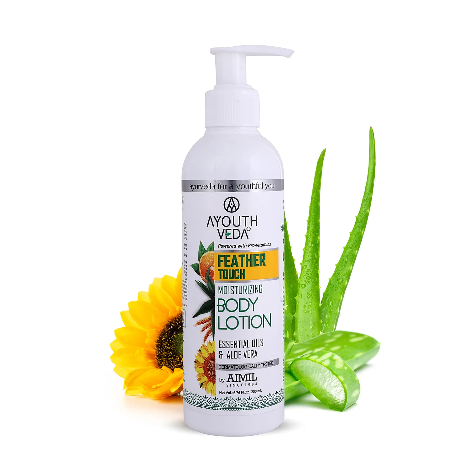 Ayouthveda Feather Touch Moisturizing Body Lotion  With ProVitamins and 5 Essential Oils 200 ml Bottle of 200 ML