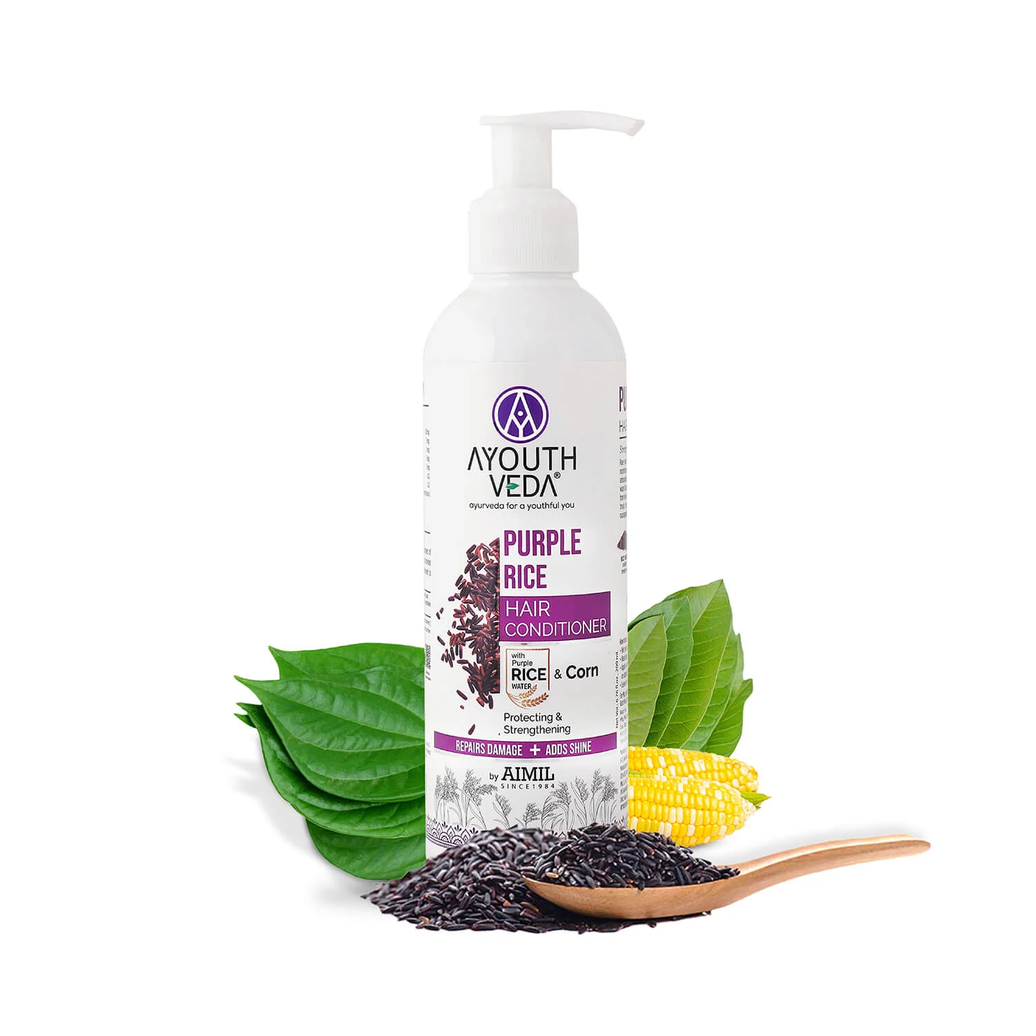 Ayouthveda Purple Rice Water and Corn Hair Conditioner  For Damaged and Frizzy Hair 200ml Bottle of 200 ML