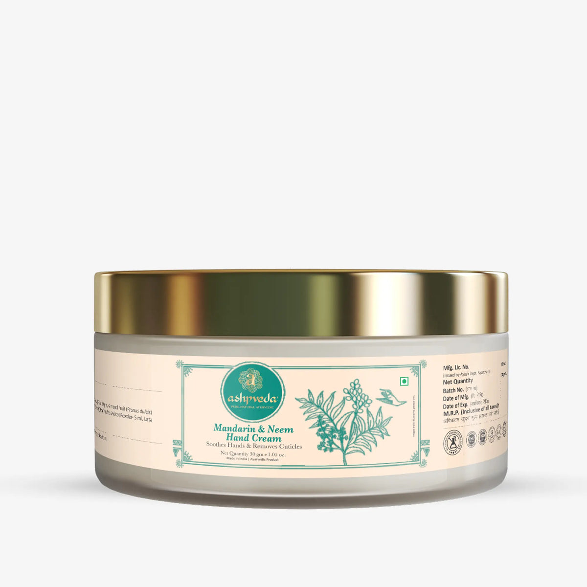 Ashpveda Hand Cream  Mandarin and Neem Jar of 30 GM