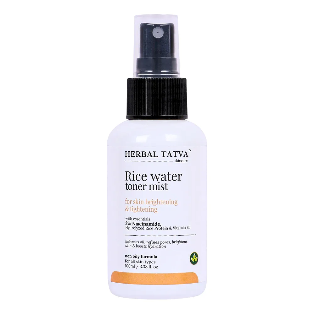 HERBAL TATVA Rice Water Toner with 3percent Niacinamide  For Skin Tightening and Rejuvenation Bottle of 100 ML