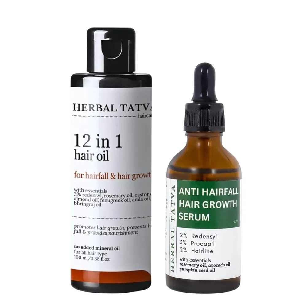 HERBAL TATVA Add To Ur Routine Kit  12 in 1 Hair Oil and Hair Growth Serum Concentrate Bottle of 150 ML