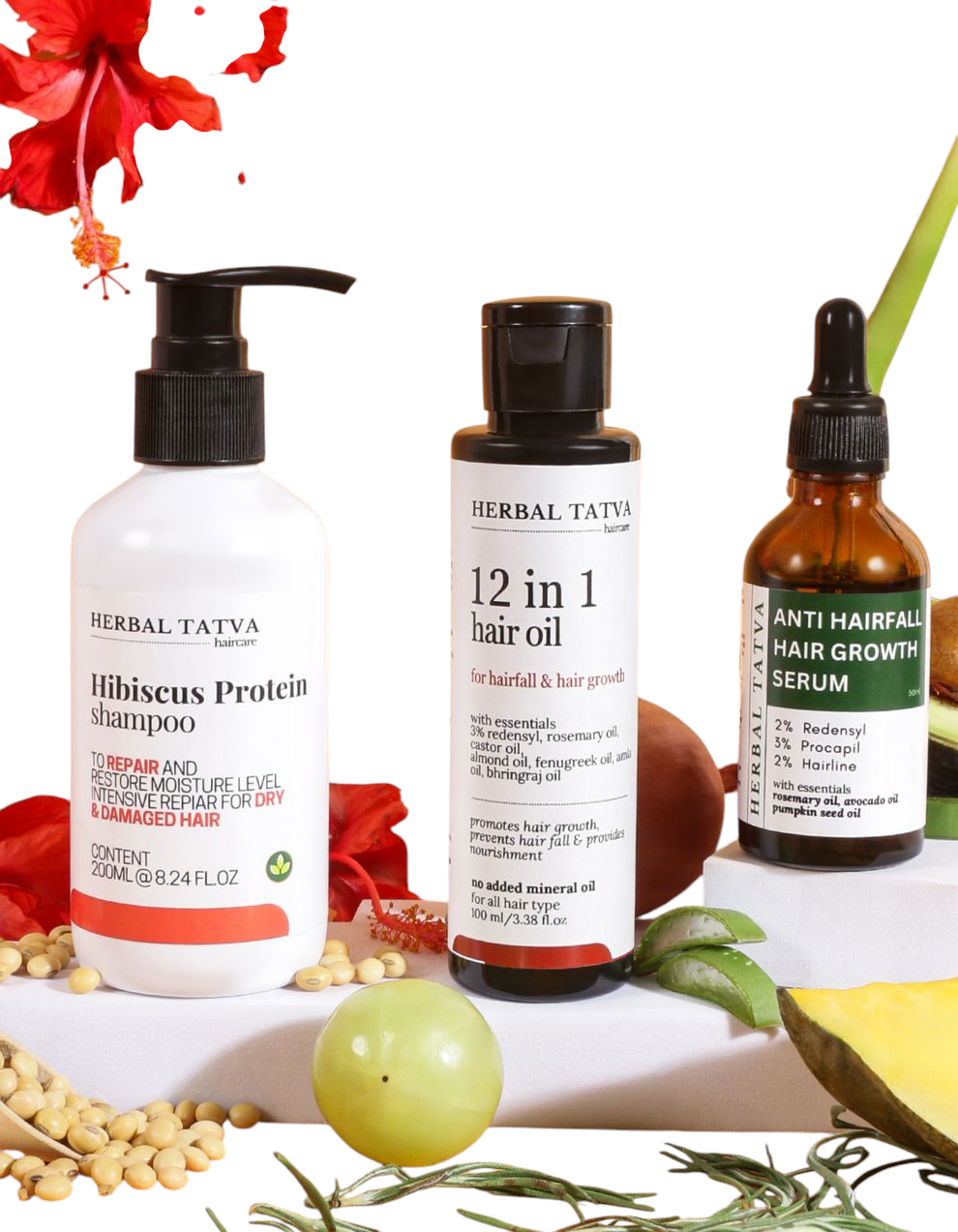 HERBAL TATVA Hair Growth Kit  Shampoo Hair Oil and Serum Bottle of 350 ML