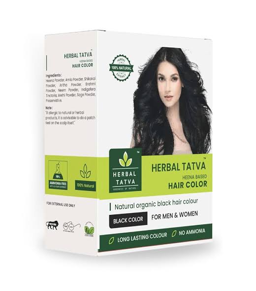 HERBAL TATVA Henna Based Black Hair Color 100g Sachet of 100 GM