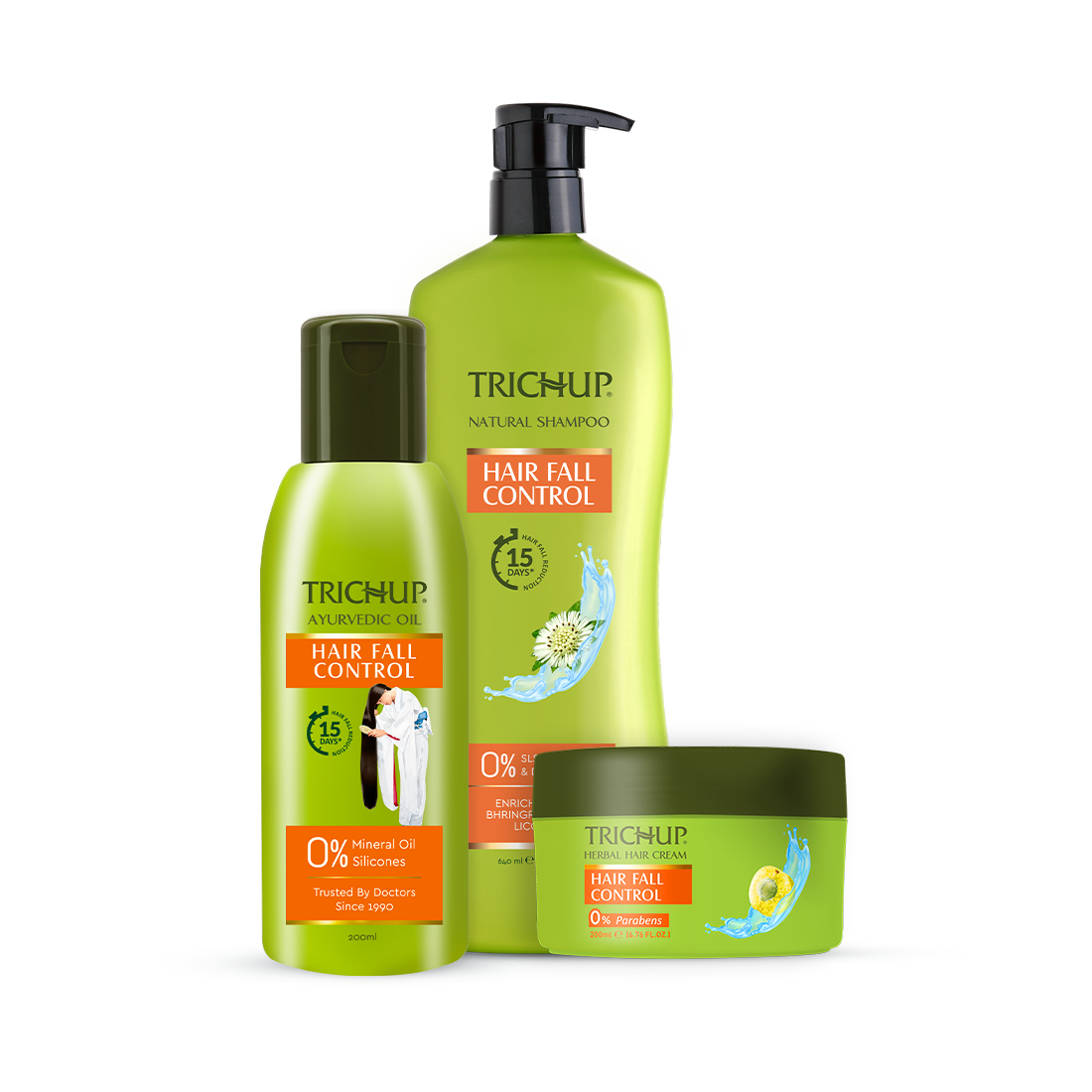 Trichup Hair Fall Control Oil200ml Shampoo640ml  Cream200ml Bottle of 1040 ML