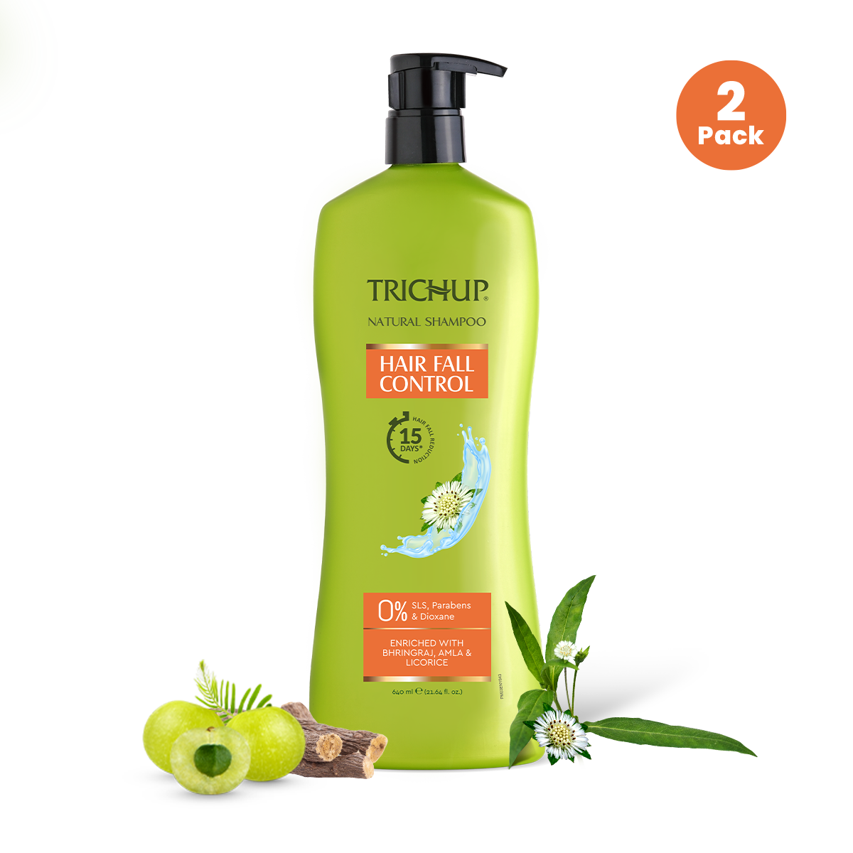 Trichup Hair Fall Control Natural Shampoo 640ml Pack of 2 Bottle of 640 ML
