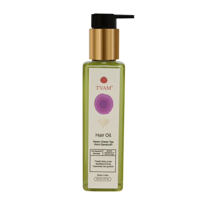 TVAM Neem and Green Tea Anti Dandruff Hair Oil Bottle of 200 ML