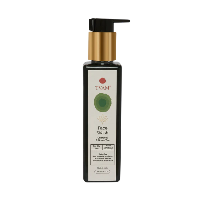 TVAM Charcoal Green Tea All Natural Face Wash Bottle of 200 ML