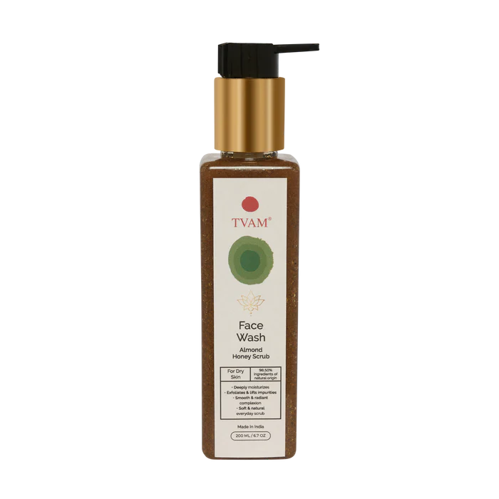 TVAM Almond Honey Scrub and Face Wash for Dry Skin Bottle of 200 ML