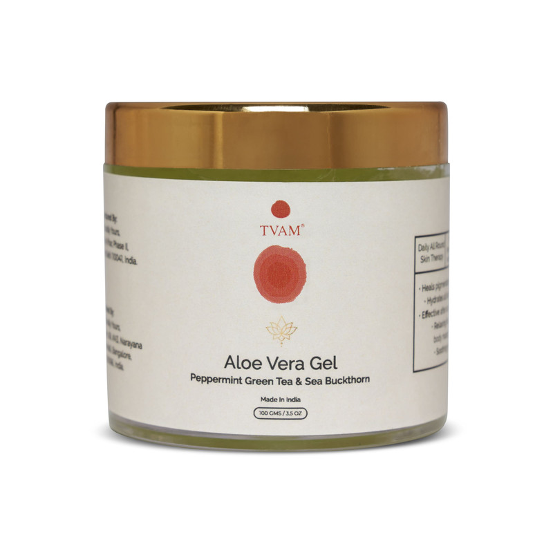 TVAM Natural Aloe Vera Gel and Peppermint Green Tea and Sea Buckthorn Jar of 100 GM