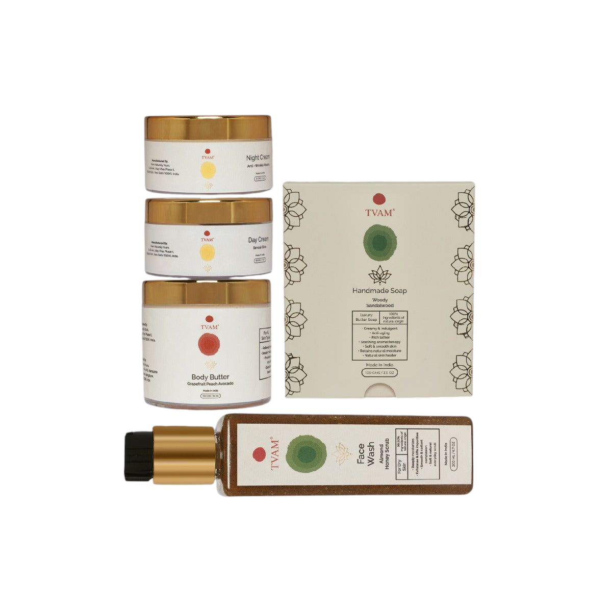 TVAM Daily Body Face Care Package Dry Skin Kits of 5 QTY