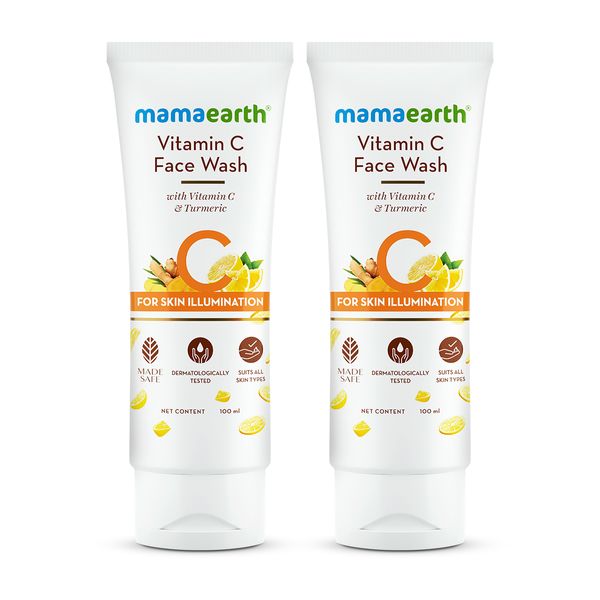 MamaEarth Vitamin C Face Wash with Vitamin C and Turmeric 100 ml Pack of 2 Tube of 200 ML