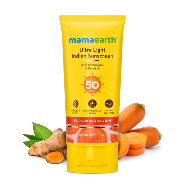 MamaEarth Ultra Light Indian Sunscreen Tube of 50 GM