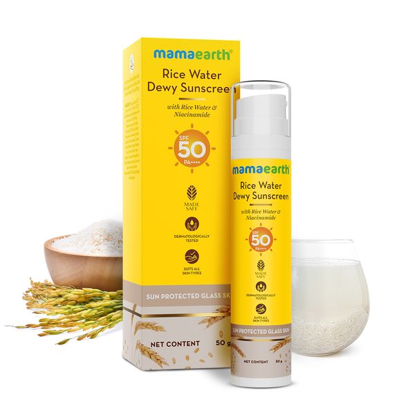 MamaEarth ME Rice Water Dewy Sunscreen Tube of 50 GM