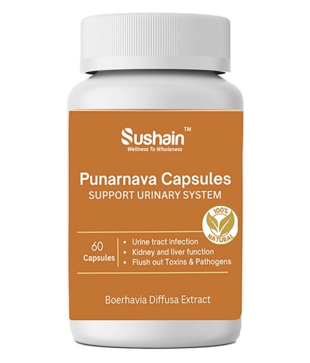 Sushain Punarnava Extract Capsules For Uti Kidney And Liver Care Bottle of  60 QTY