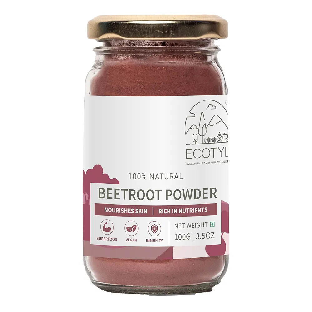 Ecotyl Beetroot Powder  Boosts Metabolism  Good For Skin  100g Jar of 100 GM