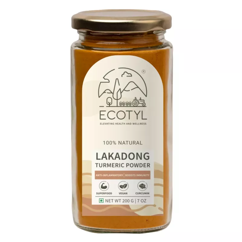 Ecotyl Lakadong Turmeric Powder for Strong Immunity  High Curcumin  200g Jar of 200 GM