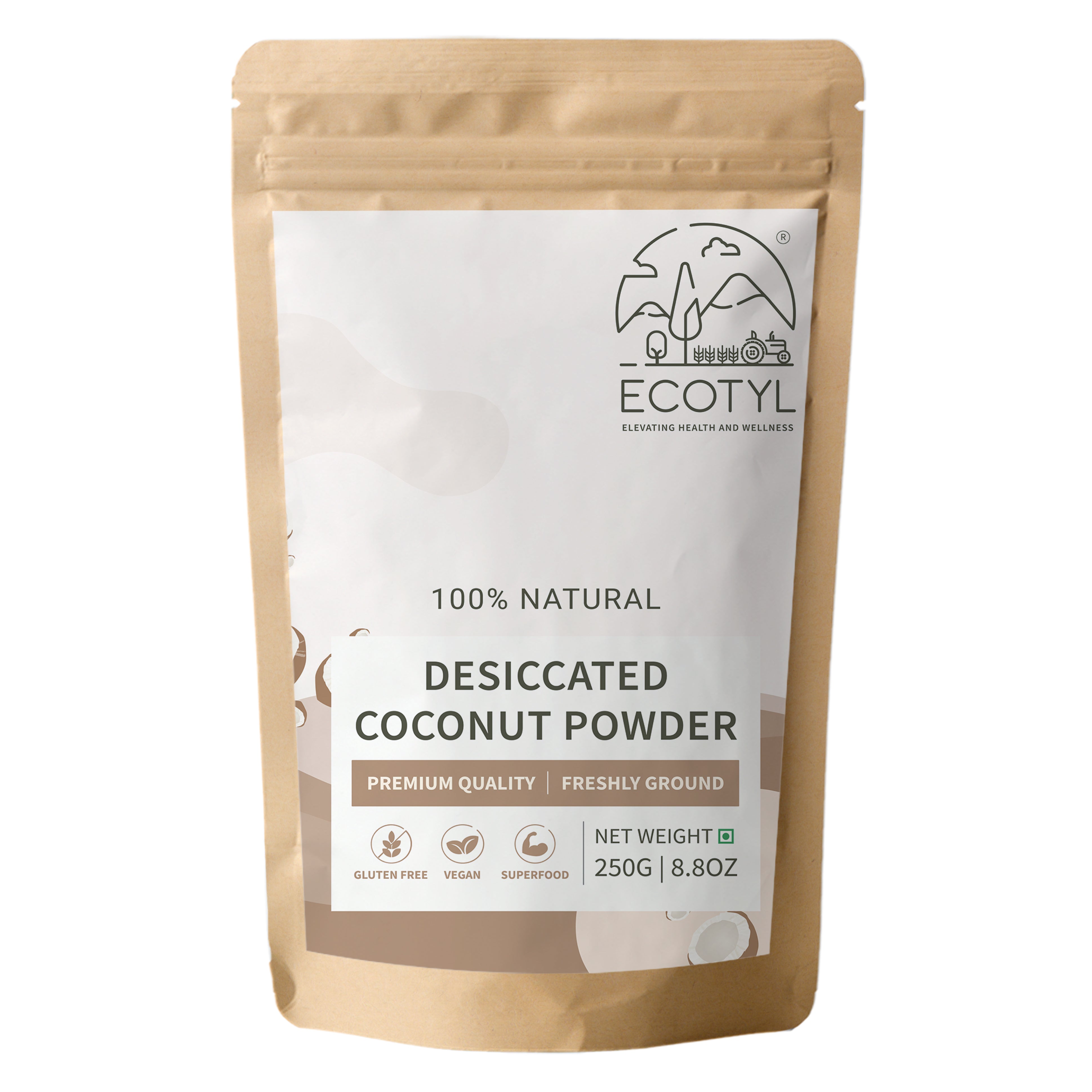 Ecotyl Desiccated Coconut Powder  Unsweetened  250g POUCH of 250 GM
